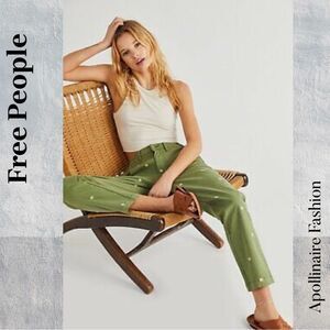 Free People By Driftwood Army Green Chinos Size XL 10-12 NWT